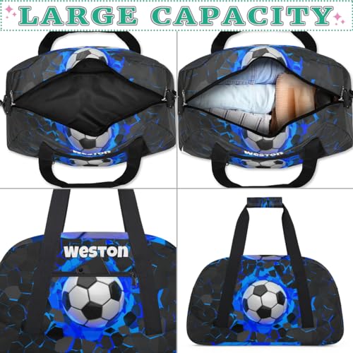 Custom Name Sports Bag Training Perform Bag, Soccer Black Blue | Personalized Named Practice Travel Overnight Training Bag - color: Color 23