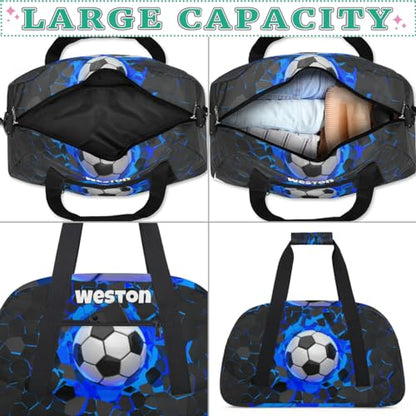 Custom Name Sports Bag Training Perform Bag, Soccer Black Blue | Personalized Named Practice Travel Overnight Training Bag - color: Color 23