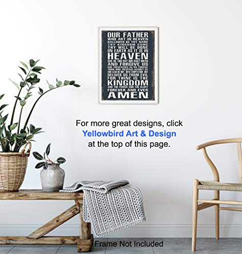 The Lords Prayer Wall Art - Religious Gifts for Men, Guys - Christian Gifts for Man, Boys - Spiritual Catholic Picture - Rustic Man Cave Decor, Boys Bedroom, Home Office - Catholic Print for Man