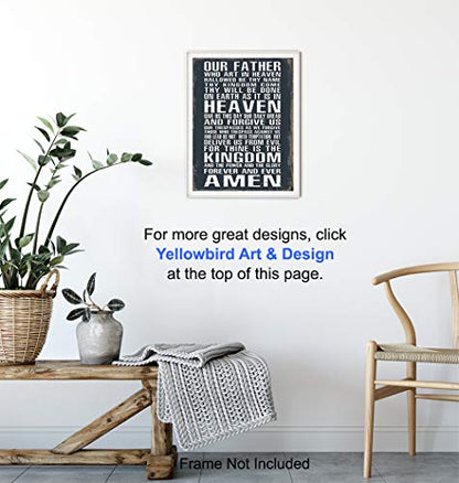 The Lords Prayer Wall Art - Religious Gifts for Men, Guys - Christian Gifts for Man, Boys - Spiritual Catholic Picture - Rustic Man Cave Decor, Boys Bedroom, Home Office - Catholic Print for Man