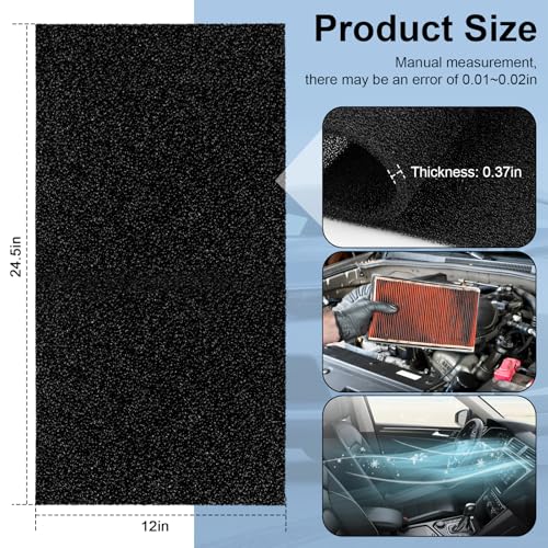 Air Filter Foam Sheet Material, 24" x 12" x 3/8" 40 PPI Filter Foam Sheet | Reusable Air Filter for Cutting and Fitting Purifier, Aquarium, Fish Tank, Air Conditioner