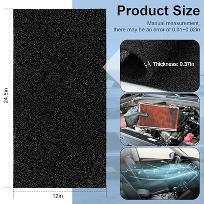 Air Filter Foam Sheet Material, 24" x 12" x 3/8" 40 PPI Filter Foam Sheet | Reusable Air Filter for Cutting and Fitting Purifier, Aquarium, Fish Tank, Air Conditioner