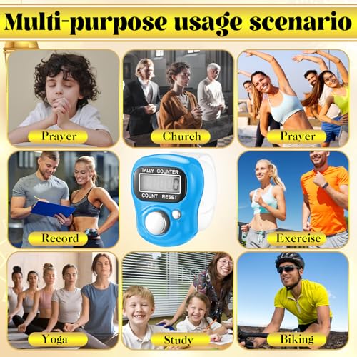 Relaxweex 12 Pack Electronic Finger Tasbeeh Counter Eid Al Adha Gift Eid Mubarak Party Favor with Mubarak Inspiration Card Islamic Prayer Tally Tasbeeh Counter Ring Prayer Ring - style: Classic
