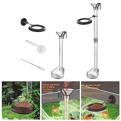 2 Pieces Shrimp Feeder Tube Set Aquarium Feeding Tube Dish Kit Rings Measuring Spoon Brush Strong Suitable for Fish Tank Shrimp Crabs