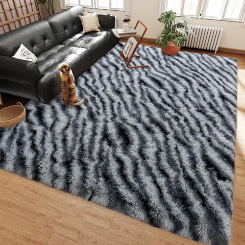 Soft Shag Rugs for Bedroom, Fluffy Washable 4x6 Zebra Black White - color: Zebra Black White, size: 4' x 6' (Rectangular)