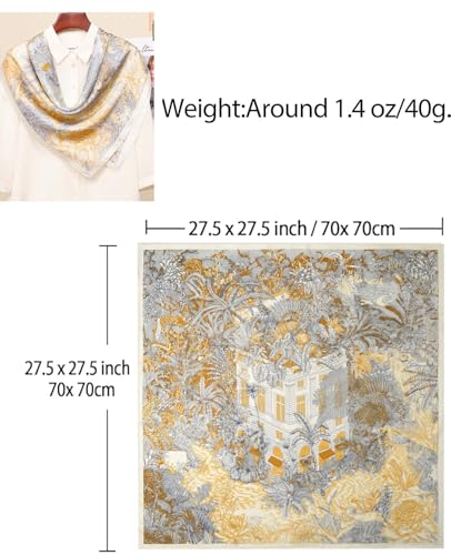 Dailyacc Hair Bandanas Scarf For Women Lightweight Fashion Neck Silk Satin Head Scarves For Sleeping Handbags Scarf - color: 13-golden Forest/27.5*27.5in