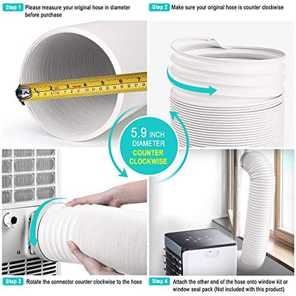 Jin&Bao 5.9" (6") Diameter AC Hose, 78.7" Length Portable Air Conditioner Exhaust Hose, Counterclockwise Thread, Universal Replacement - size: 5.9（6）'' - Counterclockwise
