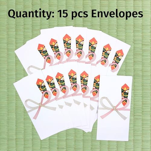 Japanese Traditional Paper Cash Gift Envelopes, 15 Pack - size: 7.07 x 3.50 in (15 Pack)