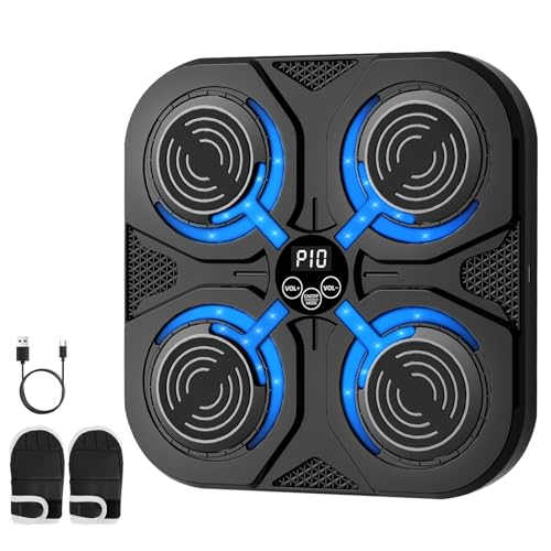 SoftGym Music Boxing Machine,Interactive Punching Trainer with LED Lights,Large Wall Mounted Boxing Target with Gloves for Home Gym,Cardio Workout Equipment for Adults and Kids