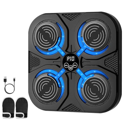 SoftGym Music Boxing Machine,Interactive Punching Trainer with LED Lights,Large Wall Mounted Boxing Target with Gloves for Home Gym,Cardio Workout Equipment for Adults and Kids