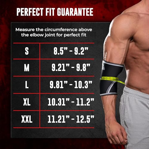 Elbow Sleeves (1 Pair) for Weightlifting, Powerlifting & Cross-Training - 5mm Neoprene Support for Men & Women - size: Medium