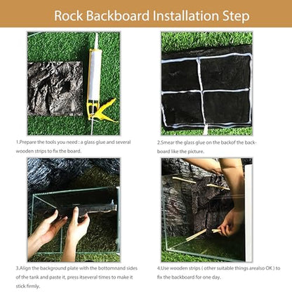 4pcs Rock Terrarium Background,3D Reptile Tank Background Board,Amphibian Stereo Backdrop Wall,Lizard Snake Gecko Spider Chameleon Turtle Fish pet silo Background Decorative Panel - color: Paleyellow-11.8"*8.8"（4pcs）