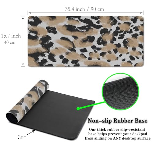 Gaming Mats XXL Keyboard and Mouse Pad - Extra Large Desk Mat for Men With Non-Slip Rubber Base 35.4 X 15.7 for Game Office, Animal Leopard Print - color: Animal Leopard Print