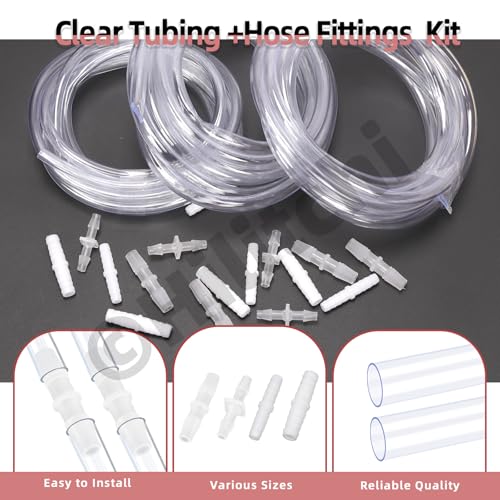 Hilitchi No.2 Clear Tubing Assortment with Hose Barb Fittings Kit Flexible Plastic Tube Hose Set For Home Repair Water Oil Transfer Aquarium - style: No.2