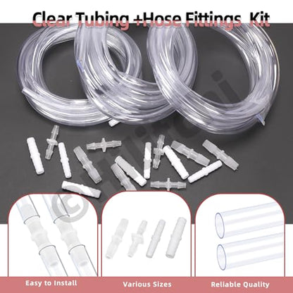 Hilitchi No.2 Clear Tubing Assortment with Hose Barb Fittings Kit Flexible Plastic Tube Hose Set For Home Repair Water Oil Transfer Aquarium - style: No.2