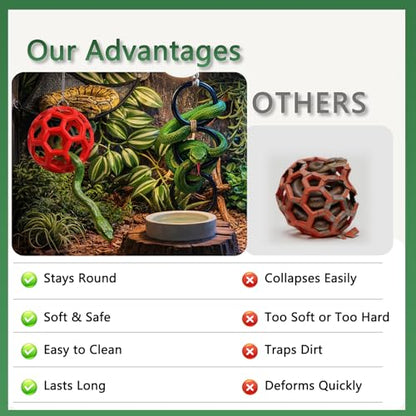 7-in-1 Snake Enclosure Accessories, Snake Climbing Toys & Habitat Decor | With Climbing Rings, Ball Chain, Suction Cups, Mesh Hammock, Artificial Ivy & Large Leaf Habitat for Ball Python, Corn Snake