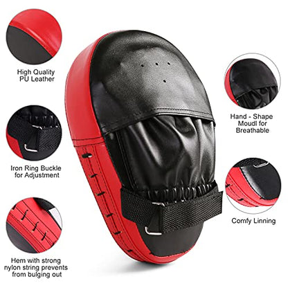 Odoland Punching Mitts Kick Pack Set, Boxing Mitts Focus Pads, Taewondo Kick Pad, Great for Boxing, Kickboxing, Karate, Muay Thai, MMA Training
