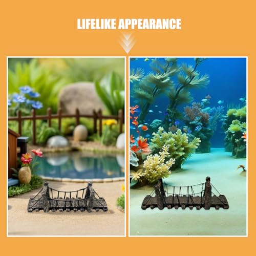 2pcs Aquarium Bridge Decoration: Resin Fish Tank Decor, Japanese Style Miniature Bridge Hideout Hideaway for Garden Underwater Landscaping