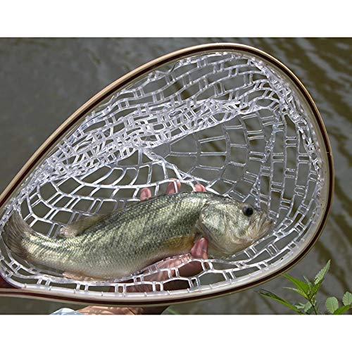 Fly Fishing Landing Net Soft Rubber Mesh Trout Net with Handle Catch and Release Nets Freshwater Saltwater Wooden Nets Gifts for Father Men