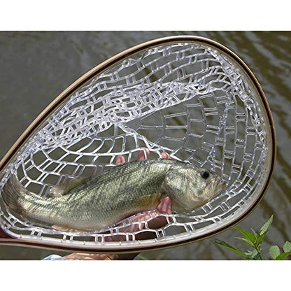 Fly Fishing Landing Net Soft Rubber Mesh Trout Net with Handle Catch and Release Nets Freshwater Saltwater Wooden Nets Gifts for Father Men