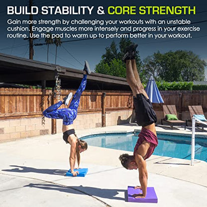 ProsourceFit Exercise Balance Pad, Non-Slip Cushioned Foam Mat & Knee Pad for Fitness and Stability Training, Yoga, Physical Therapy - color: Blue, size: XL - (18.75" x 15")