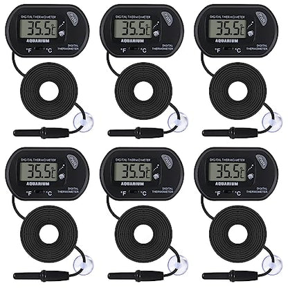 6 PackLCD Digital Aquarium Thermometer Fish Tank Water Terrarium Temperature with Suction Cup for Fish Tank Water Terrarium