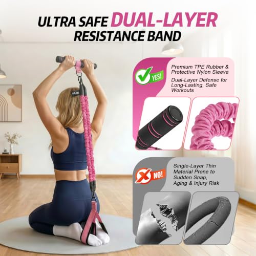 Pedal Resistance Band with Handle, 90LBS Adjustable Exercise Band | Full-Body Resistance Exercise,Adjustable 30/60/90LB,Portable Equipment,Multiple Colors