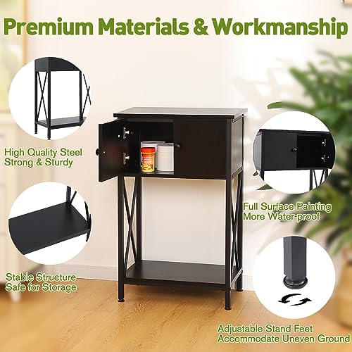 LAQUAL 10 Gallon Fish Tank Stand with Cabinet, Double Aquarium Stand for 10 & 5 Gallon Fish Tank, Heavy Metal Stand with Stable Structure, Adjustable Table Feet & Anti-tilt Device - Black - color: Black 5-10Gallon, size: 5-10Gallon