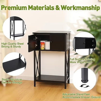 LAQUAL 10 Gallon Fish Tank Stand with Cabinet, Double Aquarium Stand for 10 & 5 Gallon Fish Tank, Heavy Metal Stand with Stable Structure, Adjustable Table Feet & Anti-tilt Device - Black - color: Black 5-10Gallon, size: 5-10Gallon