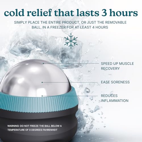 Homedics IcyGlide Massage Roller Ball, Cryo Ball Cold Therapy for Rapid Pain Relief, 360-Degree EasyGlide Technology, Great for Post-Workout Muscle Recovery, Full Body Treatment, Compact & Portable