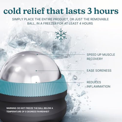 Homedics IcyGlide Massage Roller Ball, Cryo Ball Cold Therapy for Rapid Pain Relief, 360-Degree EasyGlide Technology, Great for Post-Workout Muscle Recovery, Full Body Treatment, Compact & Portable