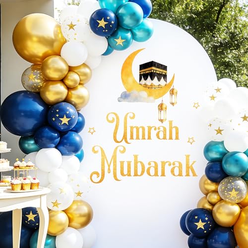 Umrah Mubarak Decal Umrah Mubarak Decorations Happy Eid Party Decorations for Balloon Arch Sticker