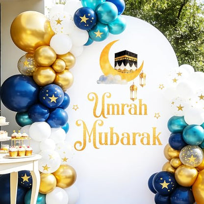 Umrah Mubarak Decal Umrah Mubarak Decorations Happy Eid Party Decorations for Balloon Arch Sticker