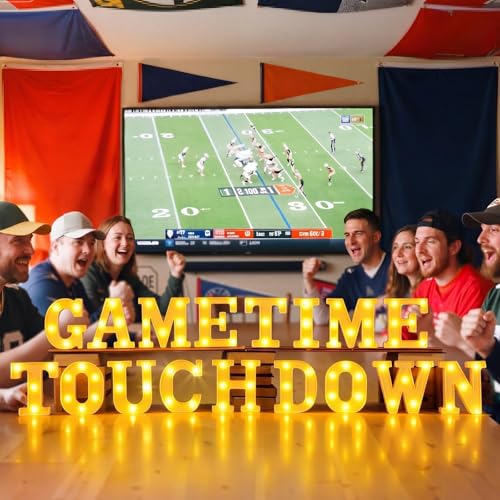 Aurelema Sukkot Large LED Letter Sign LED Lights Battery Powered Table Decoration for Party Gift Tabletop Decoration(Game Time Touch Down) - size: 8.27 inches, style: Game Time Touch Down