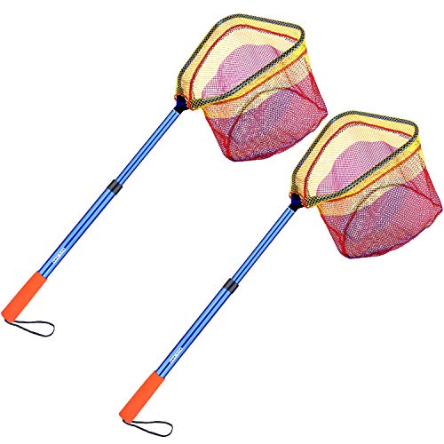 Kids Fishing Net - Telescoping Bait, Minnow, and Butterfly Net With 11.4" Depth, Handle Extends to 30" for Easy Catch and Release - color: Blue-2pack