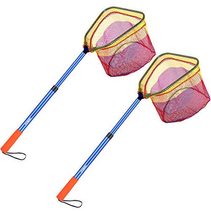 Kids Fishing Net - Telescoping Bait, Minnow, and Butterfly Net With 11.4" Depth, Handle Extends to 30" for Easy Catch and Release - color: Blue-2pack