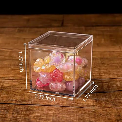Acrylic Candy Box with Lid Small Clear Acrylic Square Cube Plastic Storage Box for Birthday Party Favor - size: 1.8 x 1.8 x 1.8 Inch