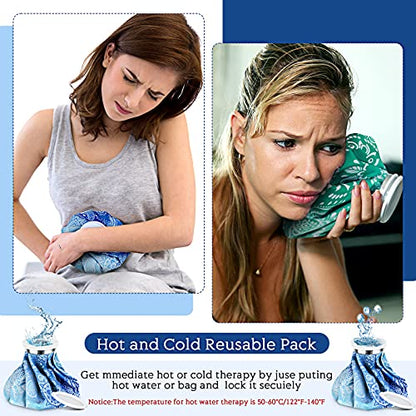 Nuanchu 3 Pieces Ice Bags for Injuries Reusable Ice Pack Hot Cold Water Bag 6, 9, 10 Inches Hot Cold Therapy and Pain Relief Pain Screw Top for Sports Knee Head Leg(Mandala Style) - style: Mandala Style