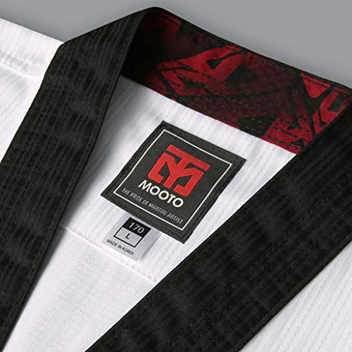MOOTO Korea Taekwondo BS4.5 Basic Uniform White BK V-Neck MMA Martial Arts Karate Demonstration Team Gym School Academy (190 (Height : 190~199cm)(6.23~6.53ft))