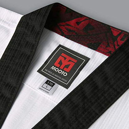 MOOTO Korea Taekwondo BS4.5 Basic Uniform White BK V-Neck MMA Martial Arts Karate Demonstration Team Gym School Academy (190 (Height : 190~199cm)(6.23~6.53ft))