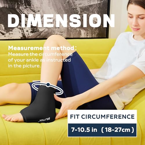 BILITOK Reusable Foot Ankle Ice Pack Wrap for Injuries, Cold Compression Therapy for Achilles Tendonitis, Plantar Fasciitis, Swelling, Sprained, Pain Relief (Black) - color: Black