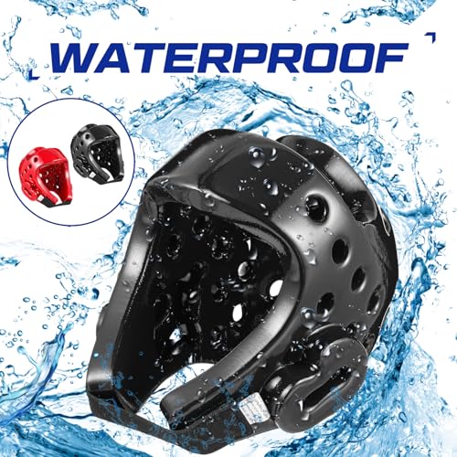 JellyArch 2 Pcs Taekwondo Karate Headgear MMA Martial Arts Helmet Soft Head Guard Protection Sparring Gear Helmet Boxing for Men Women Thai Kickboxing Grappling Muay Taekwondo - color: Red and Black, size: X-Large
