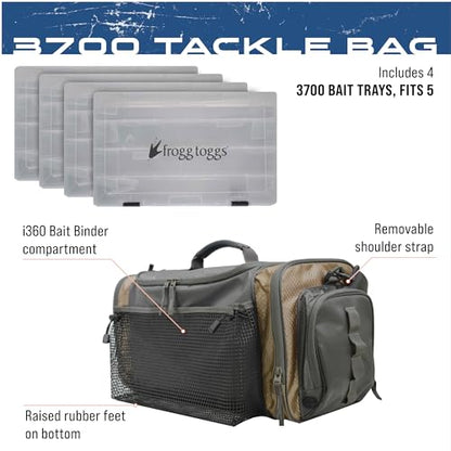FROGG TOGGS Heavy Duty Fishing Tackle Duffle Bag, Includes Bait Trays, Solid Brown Elements, 3700 - color: Solid Brown Elements, style: 3700
