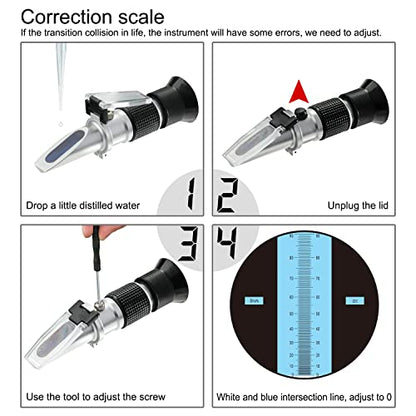 Brix Refractometer 0~90%, Handheld Sugar Refractometer, High Accurate Brix Measurement Meter with ATC for Fruit, Beverages&Juice, Honey, Maple Syrup, Molasses and Other Sugary Drink - color: Brix 0~90%