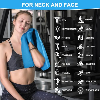 Cooling Towels Neck and Face,(40" x 12") Bulk Ice Towel,Soft Breathable Cooling Towels for Hot Weather,Athletes,Yoga,Gym,Workout,Sports,Camping,Microfiber Cold Towels - color: Dark Blue,gray,green,blue