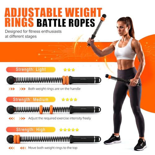 Portable Ropeless Battle Ropes for Home Gym - Weighted Cordless Battle Rope | Full Body Strength Building & HIIT and Cardio Training - Fitness Workout Equipment with Adjustable Resistance for Men & Women