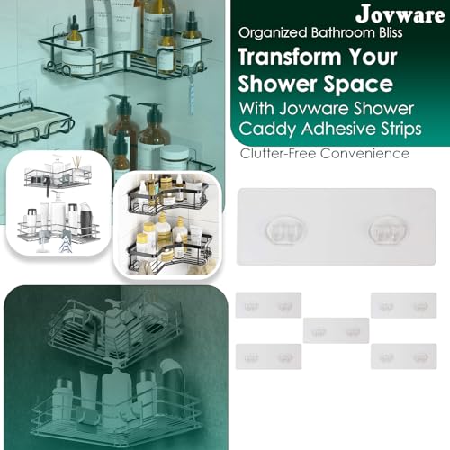 Shower Caddy Adhesive Replacement Stickers Sticker Shelf Basket Strips Suction Hooks Large Strong Hook (Transparent - 6 Packs) - color: Transparent - 6 Packs