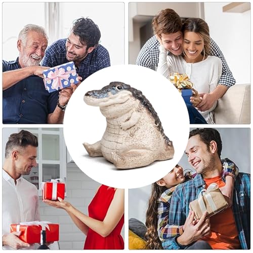1 PCS Small Crocodile Aquarium Decor - Realistic Resin Fish Tank Ornament,Crocodile Ornament Artificial Resin Accessories (Brown, 3.5 Inch)