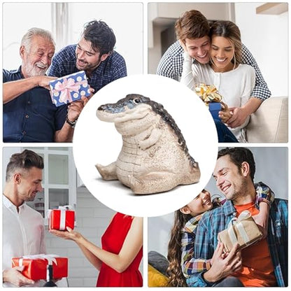1 PCS Small Crocodile Aquarium Decor - Realistic Resin Fish Tank Ornament,Crocodile Ornament Artificial Resin Accessories (Brown, 3.5 Inch)