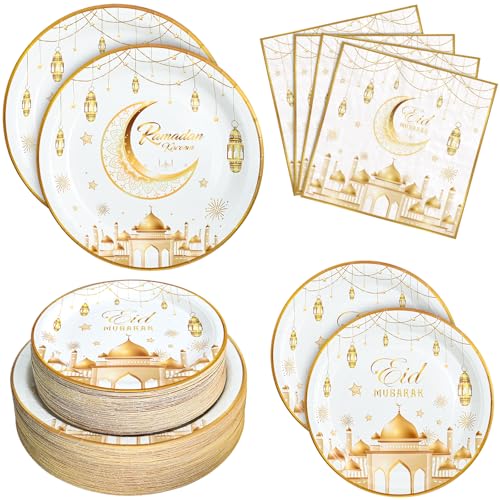 180pcs Ramadan Eid Mubarak Party Supplies,Serves 60 - style: Eid